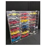 Model Sports Cars in Display Case