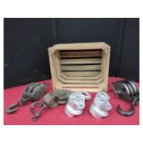 5 Pulleys with Wooden Crate