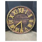 Large Wooden Wall Clock With Roman Numerals