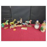 Carousel Animals and Snowmen Figurines