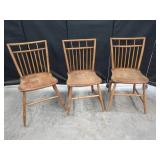 Three Wooden Spindle-Back Chairs
