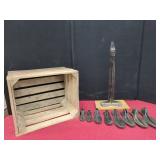 Metal Cobbler Tools with Wooden Crate