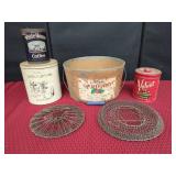 Tins and Metal Basket Set