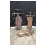 Three Assorted Wooden Runner Sleds