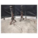 Pair Metal Fireplace Andirons Decorative Design