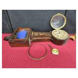 Wall Clock Parts with Wooden and Brass Accents