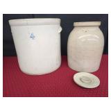 Stoneware Crock And Jar With Lid