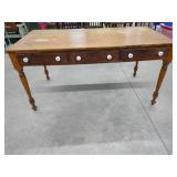 Wooden Table with Three Drawers and White Knobs
