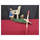Wooden Americana Whirligig with Uncle Sam Design