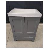 Gray Sink Cabinet with Integrated Basin