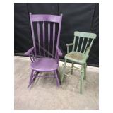 Wood Rocking and High Chair