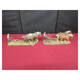 Two Horse-Drawn Farming Figurines