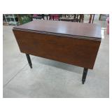 Drop-Leaf Wooden Table with Turned Legs