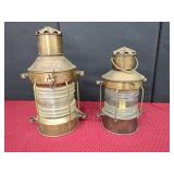 Two Brass Anchor Electrified Lanterns