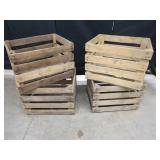 Four Wooden Bushel Crates