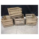 Four Wooden Bushel Crates