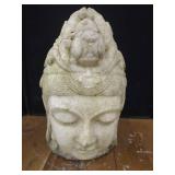 Carved Marble Head Bust of a Deity