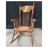 Wooden Rocking Chair With Cane Seat