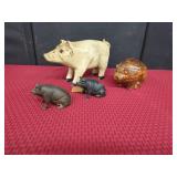 Three Piggy Bank, one Wood Pig