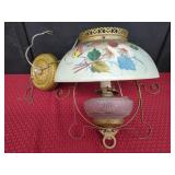 Hanging Kerosene Lamp With Painted Shade