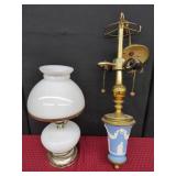 Two Electric Table Lamps With Brass Features