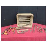 Wooden Crate With Assorted Hand Tools