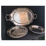 Silver-Plate Serving Trays and Bowl