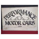 Performance Motor Cars Sign in Bold Typeface