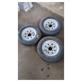 Three Loadstar ST145R12 Tires With Steel Wheels