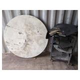 Round Folding Table and Rolling Cart