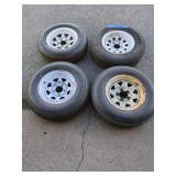 Four Trailer Tires with Rims Non Matching