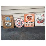 4 Tin Oil and Gas Signs