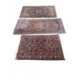 THREE HANDWOVEN ORIENTAL RUGS WOOL