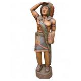 CARVED WOODEN CIGAR STORE NATIVE AMERICAN STATUE