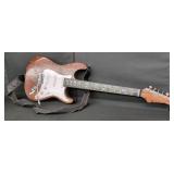 SOLID WOOD ELECTRIC GUITAR WITH STRAP