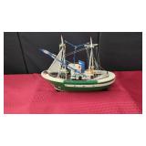 HANDCRAFTED WOODEN SHIP MODEL WITH DISTRESS