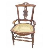 WOODEN ARMCHAIR WITH CANED SEAT