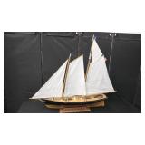 WOODEN SAILBOAT MODEL WITH DISPLAY STAND