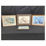 FOUR FRAMED PRINTS OF CONSTRUCTION EQUIPMENT