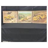 3 FRAMED CATEPILLAR EARTHMOVER PRINTS