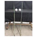 two COPPER LIGHTNING RODS WITH GLOBES