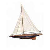 LARGE SAILBOAT MODEL WITH WOODEN DECK