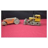 DIECAST ROAD ROLLER AND TIN BULLDOZER