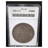 1892-S MORGAN SILVER DOLLAR ANACS GRADED EF40