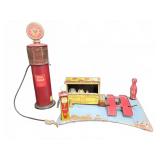 MARX TOYS TIN SERVICE STATION & OTHER