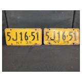 PAIR 1935 NY LICENSE PLATES