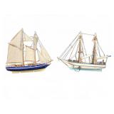 TWO WOODEN SAILING SHIP MODELS