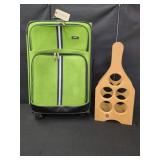 IZOD ROLLING LUGGAGE AND WOODEN WINE RACK