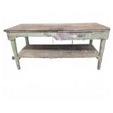 HEAVY WOOD WORKBENCH WITH DRAWER