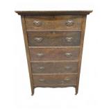 OAK CHEST OF FIVE DRAWERS